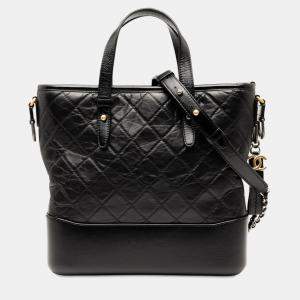 Pre Owned Chanel Black Medium Quilted Calfskin Gabrielle Shopping Satchel