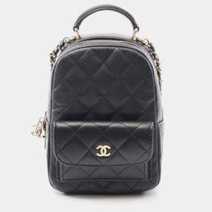 Pre Owned Chanel Matelasse Backpack Calfskin Leather Black
