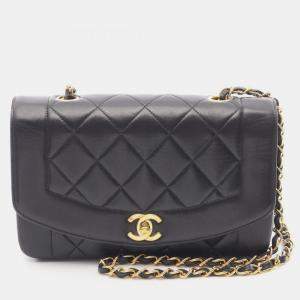 مملوكة مسبقًا حقيبة شانيل ماتلاسي ديانا للكتف جلد خروف (جلد غنم) أسود