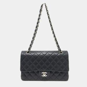 مملوكة مسبقًا Chanel Matelasse 25 Double Chain Flap Shoulder Bag Lambskin Silver Hardware Black