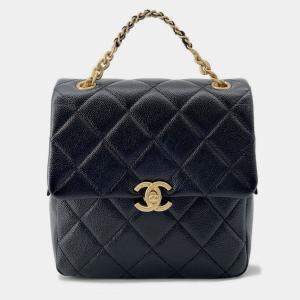 Pre Owned حقيبة ظهر شانيل كوكو مارك ماتلاس كافيار جلد أسود