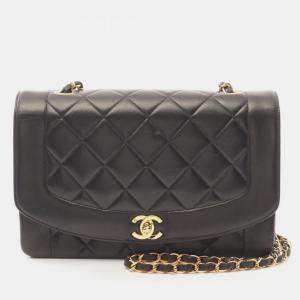 مملوكة مسبقًا Chanel Matelasse Diana Flap Shoulder Bag Lambskin (Sheepskin) Black