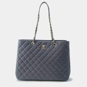 مملوكة مسبقًا حقيبة شانيل توت سلسلة ماتيلاسيه كوكو مارك كبيرة جلد كافيار