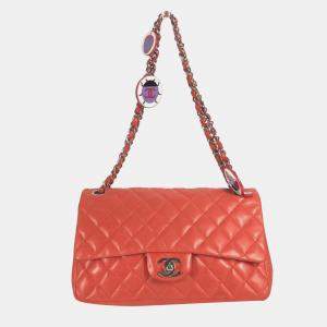 Pre Owned Chanel Shoulder Bag Matelasse 25 Ladybug Strawberry W Chain Lambskin Red