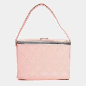 Pre Owned Chanel 1996-97 Pink Quilted Lambskin Vanity Box