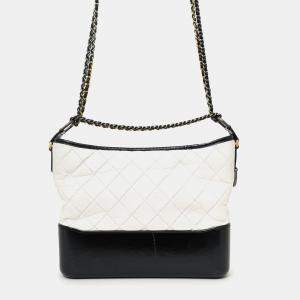 مملوكة مسبقًا Chanel 2017 Black/White Quilted Lambskin Leather Medium Gabrielle Bag