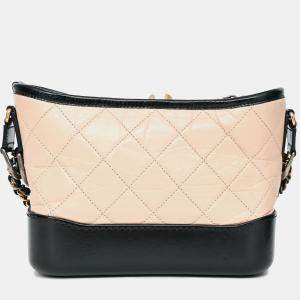 مملوكة مسبقًا Chanel 2017-18 Beige/Black Leather Small Gabrielle Chain Bag
