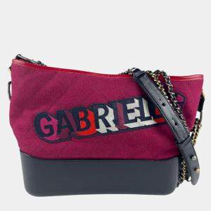 Pre Owned حقيبة شانيل غابرييل دي شانيل كتف من الصوف والجلد بورجوندي بحري