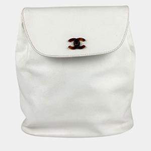Pre Owned Chanel Backpack In Caviar Skin Leather White