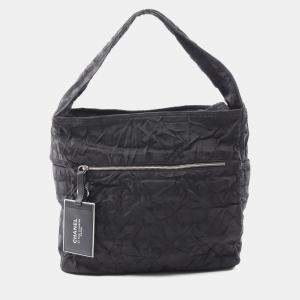 Pre Owned Chanel New Travel Line Tote Bag Nylon Black