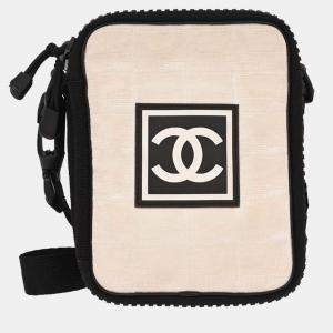Pre Owned Chanel Black White Travel Line Crossbody Bag