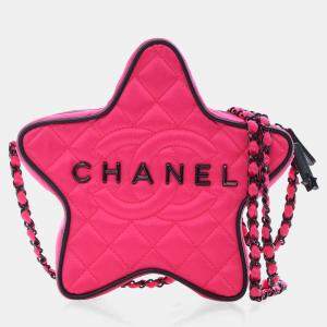 Pre Owned Chanel Pink Satin Walk Of Fame Star Crossbody Bag