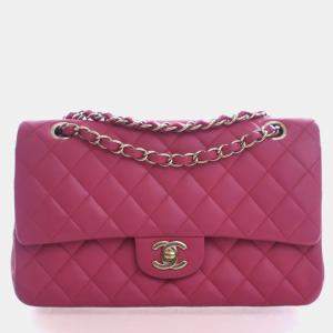 Pre Owned Chanel Medium Lambskin Classic Double Flap Bag
