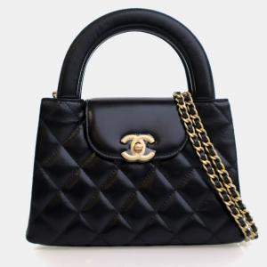 مملوكة مسبقًا Chanel Nano Crinkled Black  Calfskin Kelly Shopper