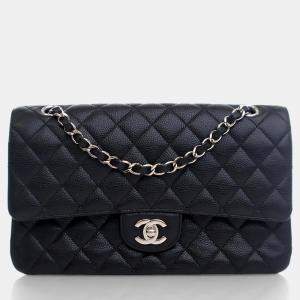 مملوكة مسبقًا Chanel Medium Black Caviar Classic Double Flap Bag