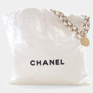 Pre Owned Chanel Small White Goatskin 22 Hobo