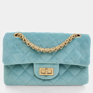 مملوكة مسبقًا Chanel Mini Blue Velvet Reissue 2.55 Flap Bag 224