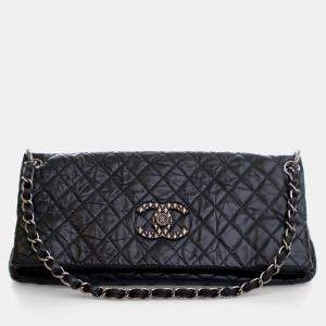 مملوكة مسبقًا Chanel Black Aged Calfskin CC Foldover Bag