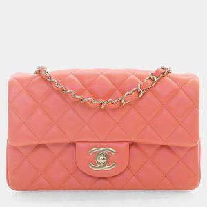 مملوكة مسبقًا Chanel Mini Rose Pink Lambskin Rectangular Classic Flap Bag
