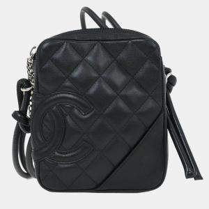 مملوكة مسبقًا حقيبة شانيل كامبون لايجن للكتف جلد العجل باللون الأسود