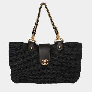 مملوكة مسبقًا Chanel Navy Straw Tote Handbag