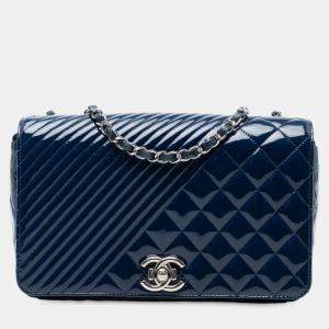 مملوكة مسبقًا Chanel Blue Medium Patent Coco Boy Flap