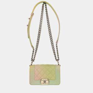 Pre Owned Boy Chanel Pastel Color Calfskin Mini Shoulder Bag