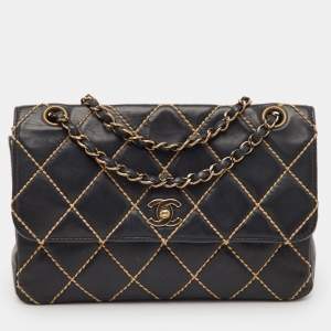 مملوكة مسبقًا Chanel Black Wild Stitch Surpique Quilted Leather Bag