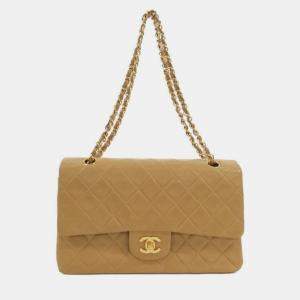 Pre Owned Chanel Beige Leather Shoulder Bag