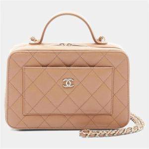 Pre Owned Chanel Matelasse Shoulder Bag In Grained Calfskin Leather Pink