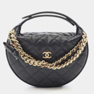 مملوكة مسبقًا Chanel Matelasse Handbag Calfskin Leather Black