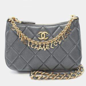 مملوكة مسبقًا حقيبة كتف شانيل كوكو مارك جلد رمادي ماتلاسيه