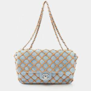 Pre Owned Chanel Matelasse Shoulder Bag Denim Blue And Brown