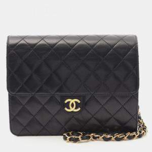 مملوكة مسبقًا Chanel Matelasse Single Flap Shoulder Bag In Lambskin Leather Black