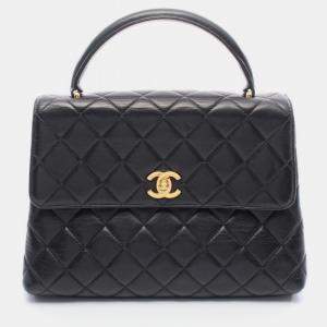 مملوكة مسبقًا Chanel Matelasse Top Handle Bag Lambskin Leather Black