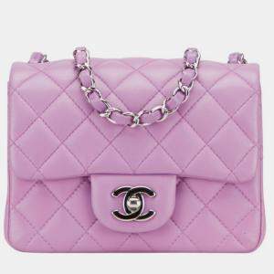 مملوكة مسبقًا Chanel Matelasse Coco Mark Single Flap Chain Shoulder Bag In Purple Lambskin