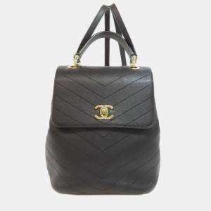 مملوكة مسبقًا Chanel V-Stitch Coco Mark Backpack/Daypack Calfskin