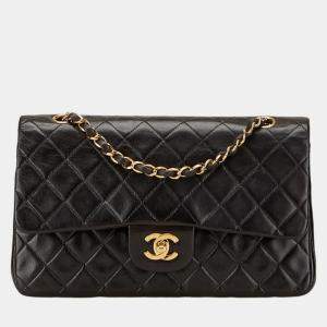 مملوكة مسبقًا Chanel Matelasse Coco Mark Double Flap Chain Shoulder Bag Handbag Black Lambskin