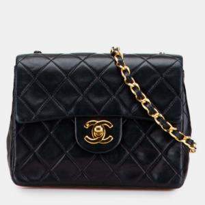 مملوكة مسبقًا Chanel Mini Matelasse Coco Mark Chain Shoulder Bag In Black Lambskin