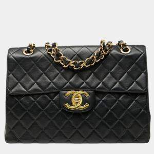 مملوكة مسبقًا Chanel Coco Mark Deca Matelasse 34 Crossbody Chain Shoulder Bag In Black Leather