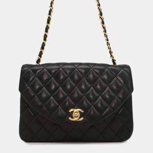 مملوكة مسبقًا Chanel Chain Shoulder Bag Matelasse Coco Mark Single Flap Lambskin Black