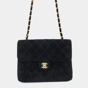 مملوكة مسبقًا Chanel Chain Shoulder Bag Matelasse Coco Mark Single Flap Suede Black