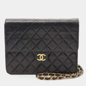 مملوكة مسبقًا Chanel Matelasse Single Flap Shoulder Bag Lambskin (Sheepskin) Black