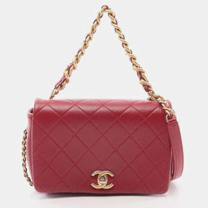 مملوكة مسبقًا Chanel Matelasse Shoulder Bag Leather Red