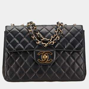 Pre Owned حقيبة كتف شانيل ماتيلاسي شعار كوكو سلسلة سوداء جلد الحمل