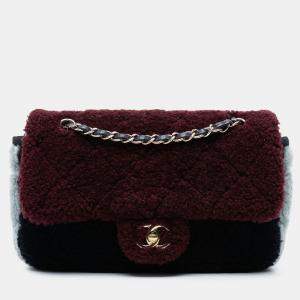 مملوكة مسبقًا Chanel Red Medium Tricolor CC Quilted Shearling Single Flap
