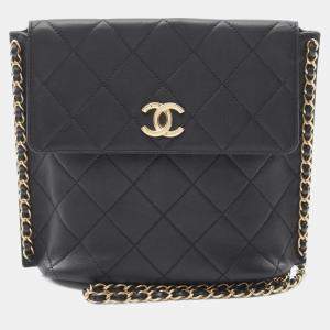 مملوكة مسبقًا Chanel Matelasse Shoulder Bag Lambskin Leather Black