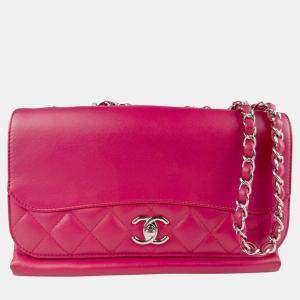 مملوكة مسبقًا Chanel Shoulder Bag Leather Metal Pink Red Silver