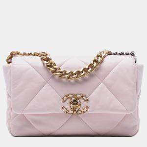 Pre Owned Chanel Pink Medium Lambskin 19 Flap