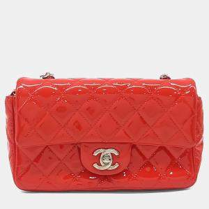 Pre Owned Chanel Red Patent Leather Patent Classic New Mini Crossbody Bag